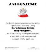 Zaproszenie na obchody Święta Niepodległości do Zespołu Szkół w Opatowcu